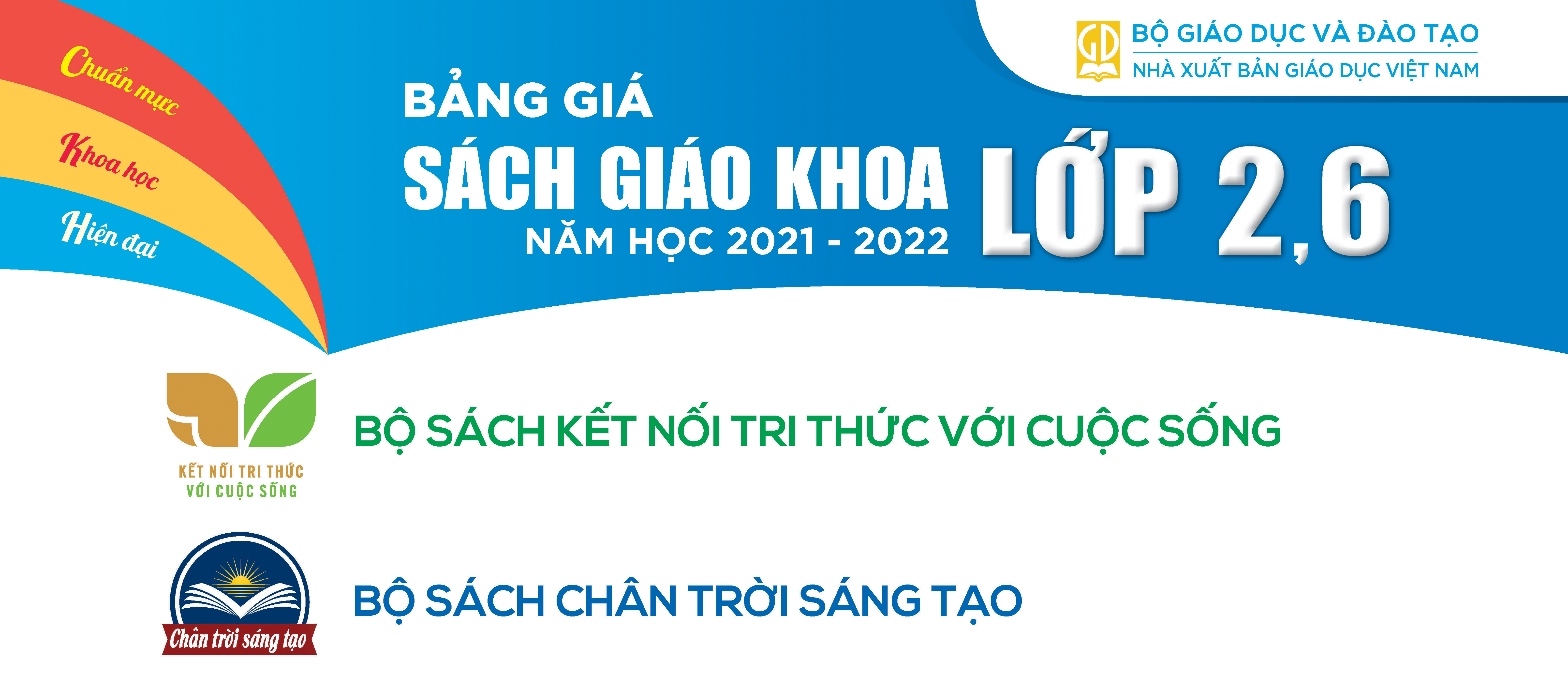 Bảng giá sách giáo khoa lớp 2, lớp 6 phục vụ năm học 2021-2022