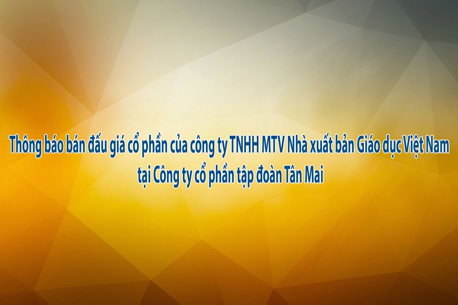 Thông báo bán đấu giá cổ phần của NXBGDVN tại Công ty cổ phần tập đoàn Tân Mai